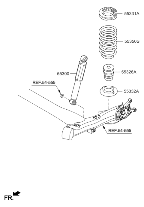 2016 Kia Rio Rear Shock Absorber Assembly Diagram for 553001W210