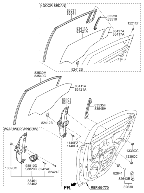 2017 Kia Rio Rear Door Window Regulator & Glass Diagram