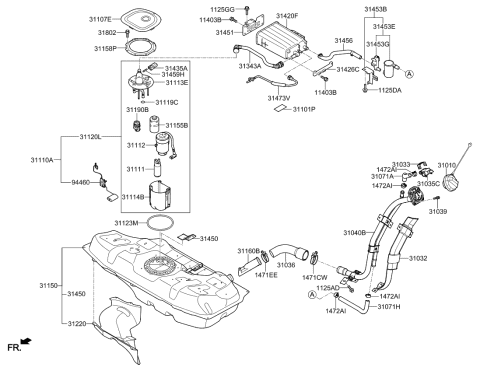 2017 Kia Rio Fuel Pump Complete Diagram for 311101W500