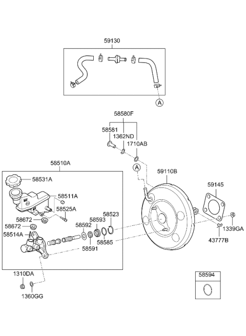 2016 Kia Rio Brake Master Cylinder & Booster Diagram