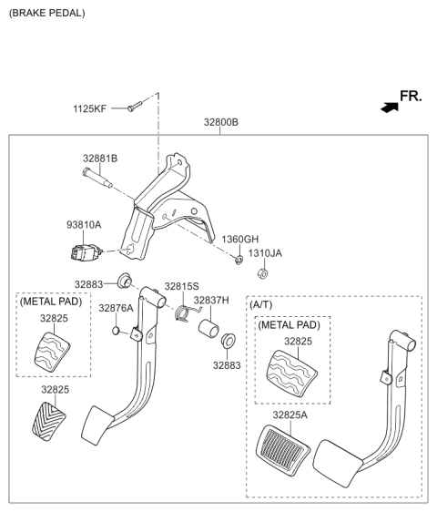 2016 Kia Rio Pedal Assembly-Brake Diagram for 328001W600