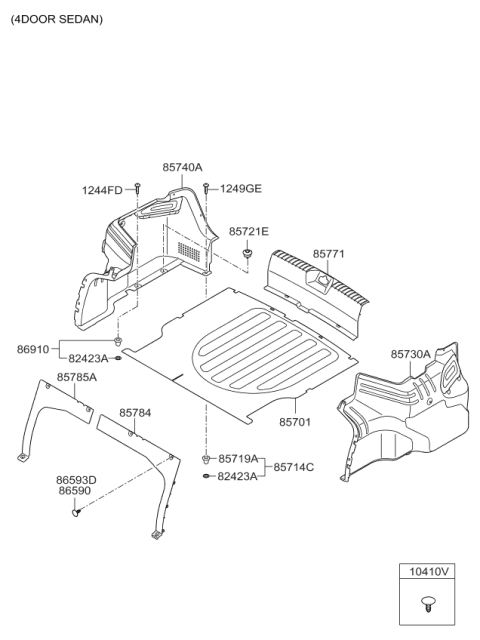 2016 Kia Rio Trim-Partition Side Diagram for 857851W000WK