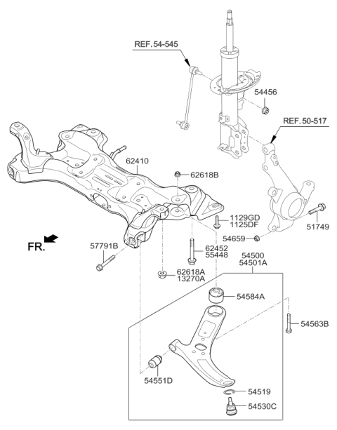 2017 Kia Rio Ball Joint Assembly-Lower Diagram for 545302K000