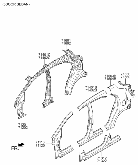 2017 Kia Rio Side Body Panel Diagram 1