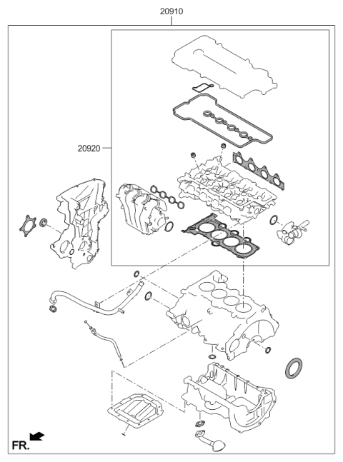 2017 Kia Rio Engine Gasket Kit Diagram
