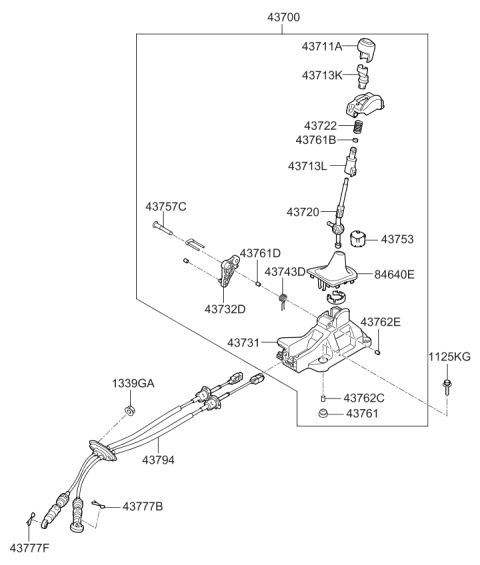 2016 Kia Rio Bracket Assembly-Shift Lever Diagram for 437310U100