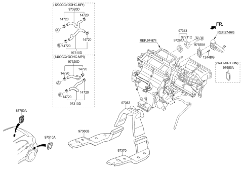 2016 Kia Rio Heater System-Duct & Hose Diagram