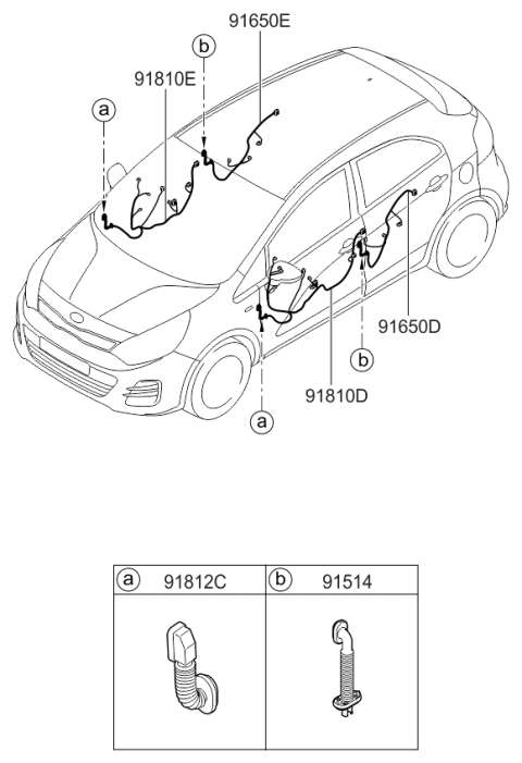 2017 Kia Rio Wiring Assembly-Front Door(Pa Diagram for 916121W260
