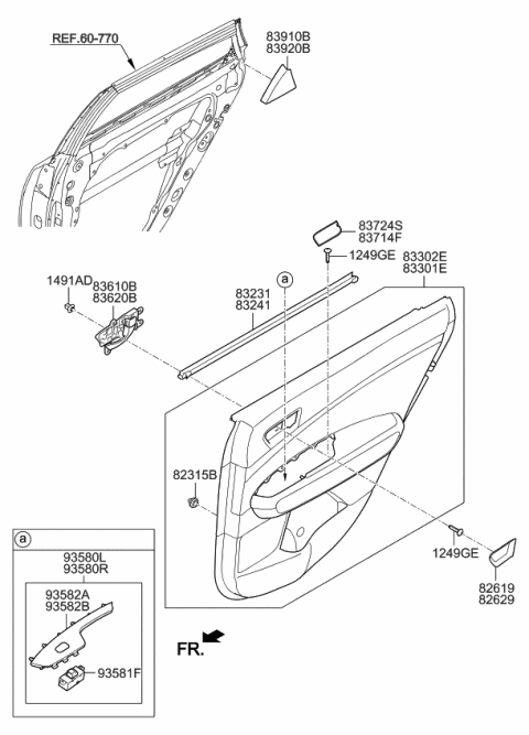 2020 Kia Optima Hybrid Rear Door Trim Diagram