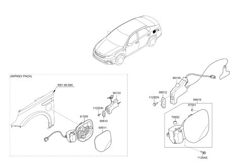 2019 Kia Optima Hybrid Panel-Charge Port Door Diagram for 69511A8100