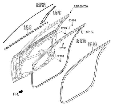 2020 Kia Optima Hybrid Moulding-Front Door Diagram