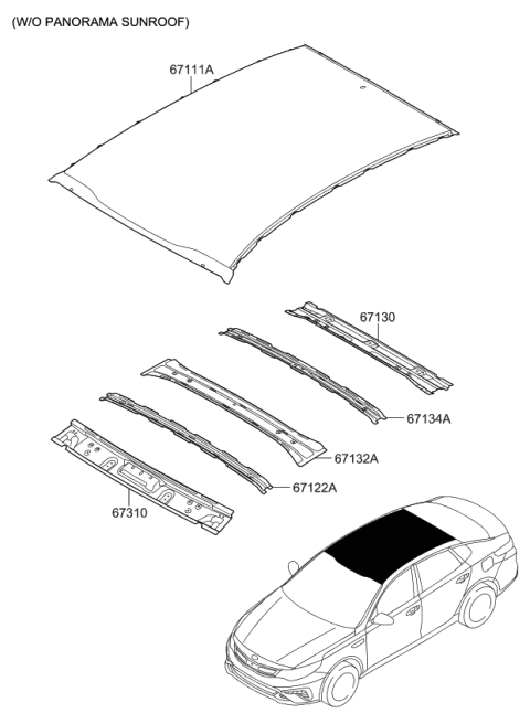 2019 Kia Optima Hybrid Roof Panel Diagram 1