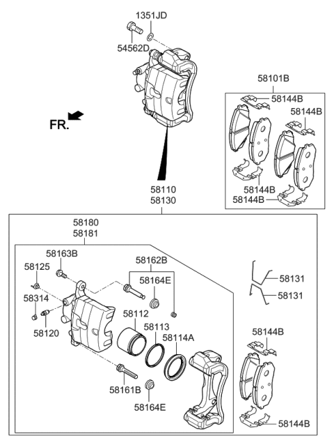 2020 Kia Optima Hybrid Pad Kit-Front Disc Brake Diagram for 58101E6A10