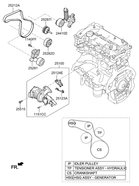2020 Kia Optima Hybrid Tensioner Assembly-Hydraulic Diagram for 252832E650