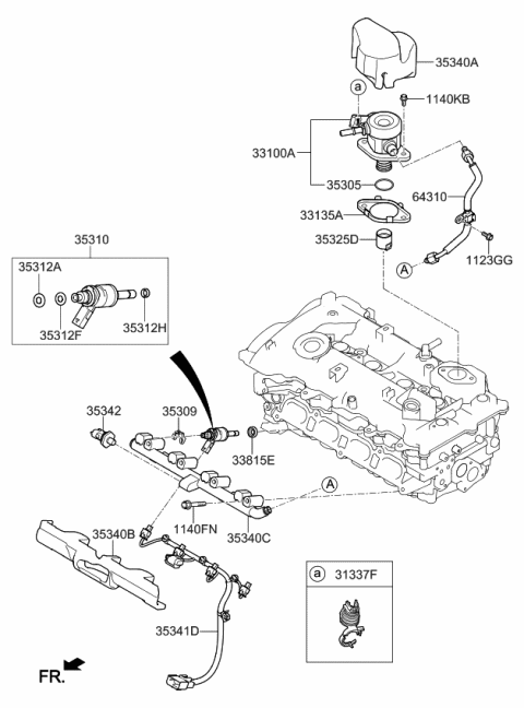 2019 Kia Optima Hybrid Throttle Body & Injector Diagram