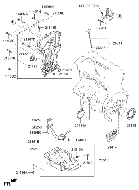 2020 Kia Optima Hybrid Belt Cover & Oil Pan Diagram