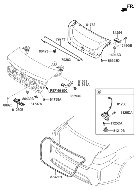 2020 Kia Optima Hybrid Trunk Lid Trim Diagram