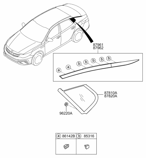 2019 Kia Optima Hybrid Quarter Window Diagram