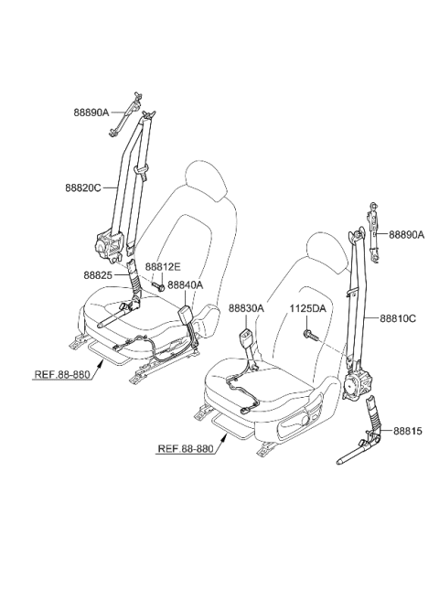 2020 Kia Optima Hybrid Belt-Front Seat Diagram