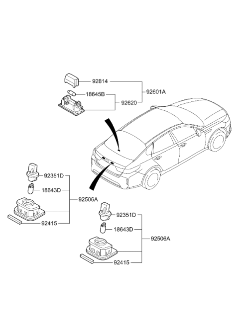 2020 Kia Optima Hybrid License Plate & Interior Lamp Diagram