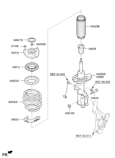 2020 Kia Optima Hybrid Front Spring Diagram for 54630A8350