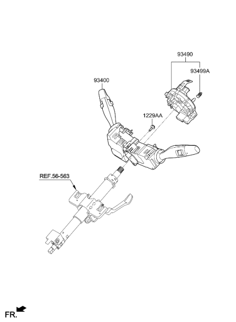 2019 Kia Optima Hybrid Clock Spring Contact Assembly Diagram for 93490D4140