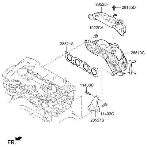 2020 Kia Optima Hybrid Exhaust Manifold Catalytic Assembly Diagram for 285102EAF0