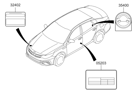 2020 Kia Optima Hybrid Label-Emission Diagram for 324412EED4