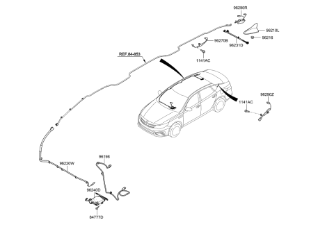 2019 Kia Optima Hybrid Combination Antenna Assembly Diagram for 96210A8001CR5