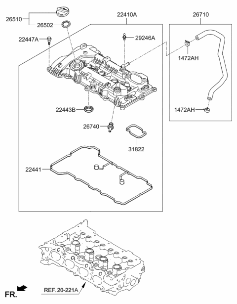 2020 Kia Optima Hybrid Hose Assembly-Breather Diagram for 267102E610