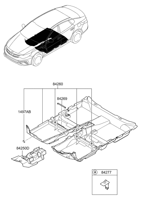 2019 Kia Optima Hybrid Pad Assembly-Front TUNNE Diagram for 84250D4000