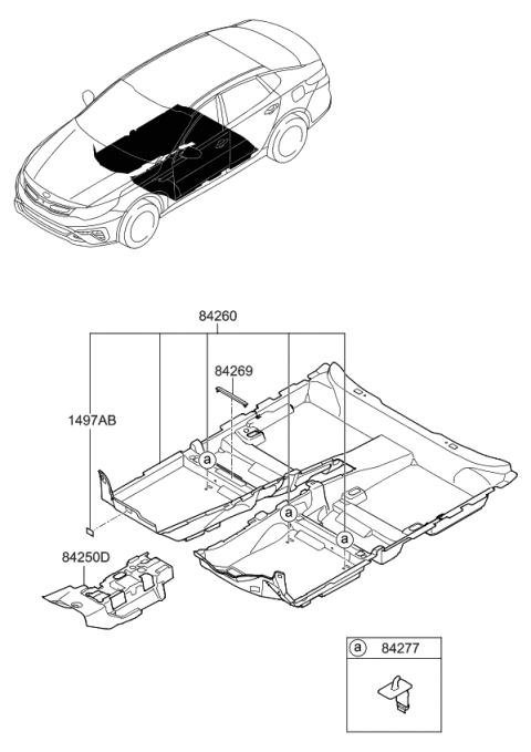 2019 Kia Optima Hybrid Carpet Assembly-Floor Diagram for 84260A8100WK