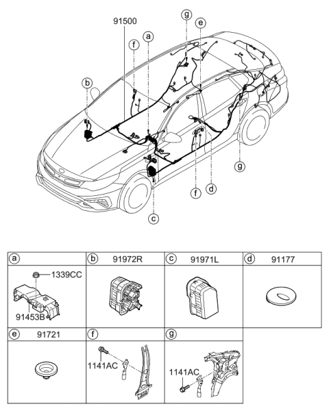 2020 Kia Optima Hybrid Wiring Harness-Floor Diagram