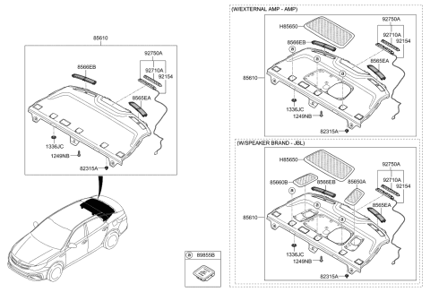 2020 Kia Optima Hybrid Grille Assembly-Rear SPE Diagram for 85670D4000WK