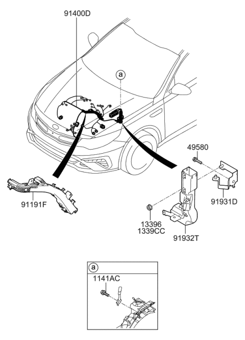 2020 Kia Optima Hybrid Wiring Assembly-Control Diagram for 91405A8060