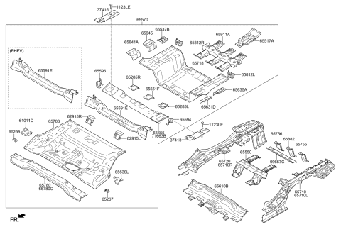 2019 Kia Optima Hybrid Member Assembly-Rear Floor Diagram for 65610D4000
