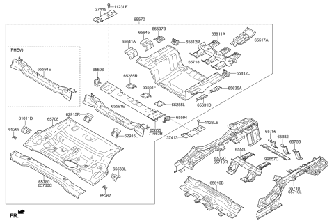 2019 Kia Optima Hybrid Extension-Rear Floor Side Diagram for 65726E6000