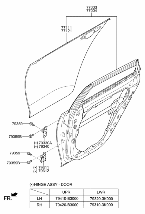 2019 Kia Optima Hybrid Rear Door Panel Diagram