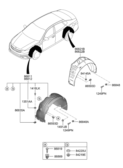 2020 Kia Optima Hybrid Guard Assembly-Rear Wheel Diagram for 86822D4000