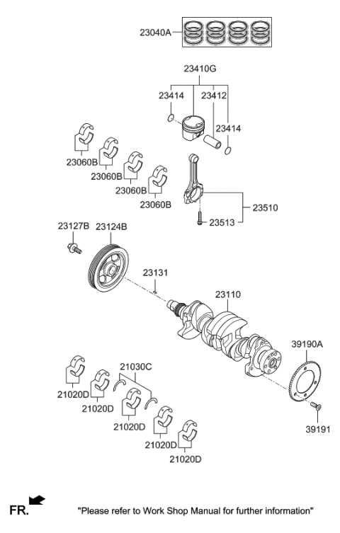 2020 Kia Optima Hybrid Crankshaft & Piston Diagram