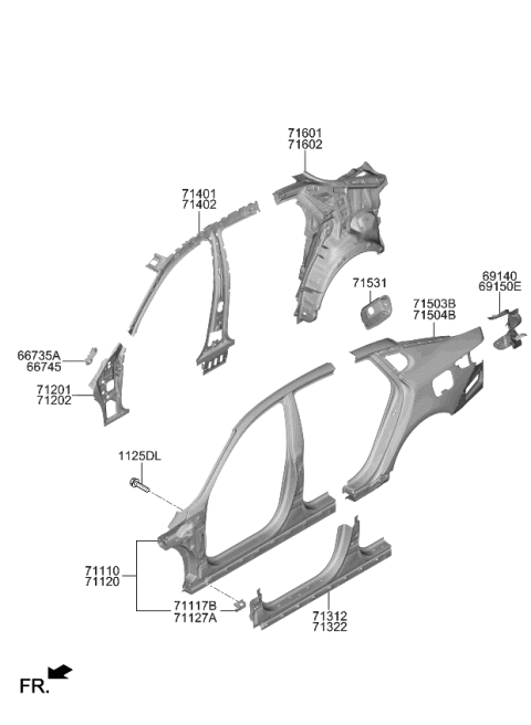 2020 Kia Optima Hybrid Side Body Panel Diagram