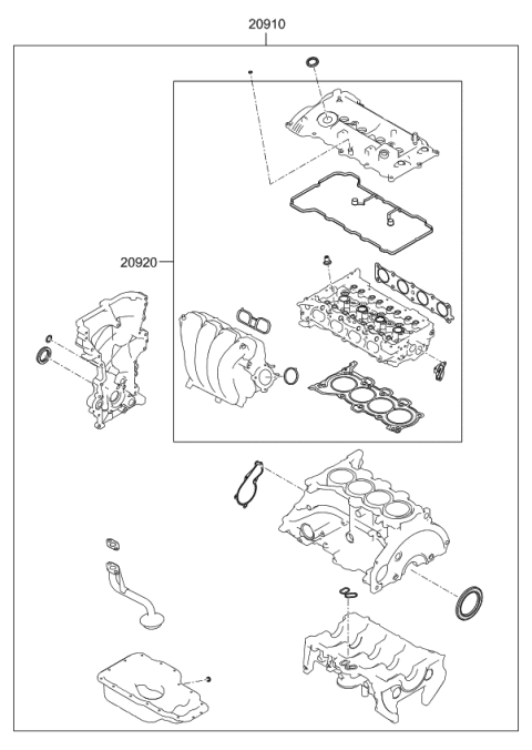 2020 Kia Optima Hybrid Engine Gasket Kit Diagram