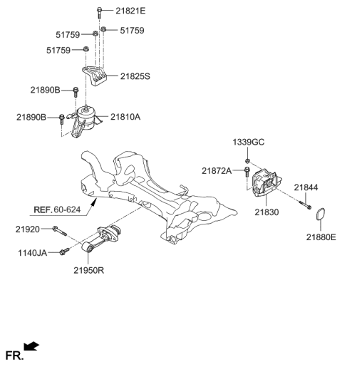 2020 Kia Optima Hybrid Engine & Transaxle Mounting Diagram