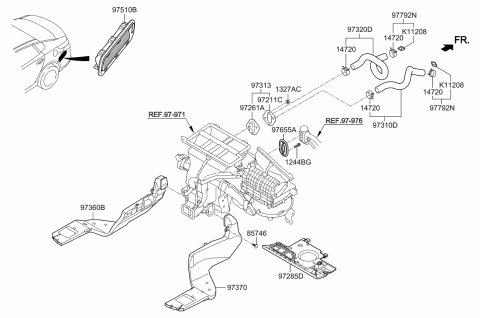 2019 Kia Optima Hybrid Cover Assembly-Under,RH Diagram for 97285D4000WK