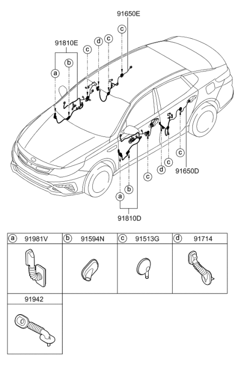 2019 Kia Optima Hybrid Wiring Assembly-Fr Dr(Pa Diagram for 91615A8120