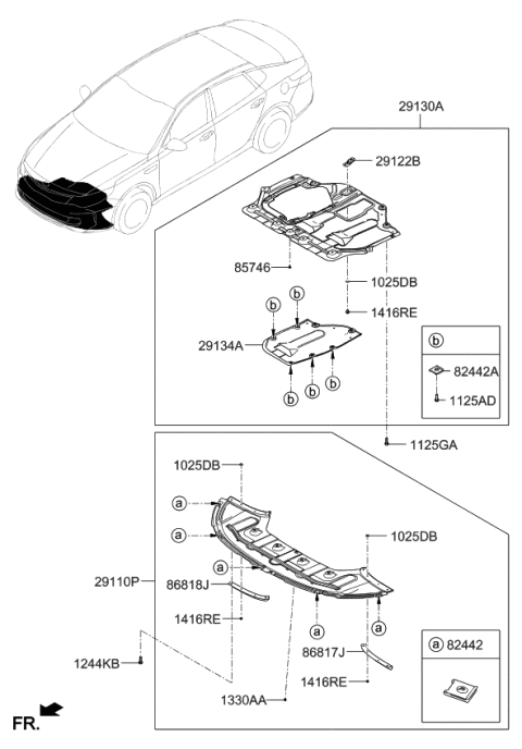 2020 Kia Optima Hybrid Panel Assembly-Under COV Diagram for 29110D4500