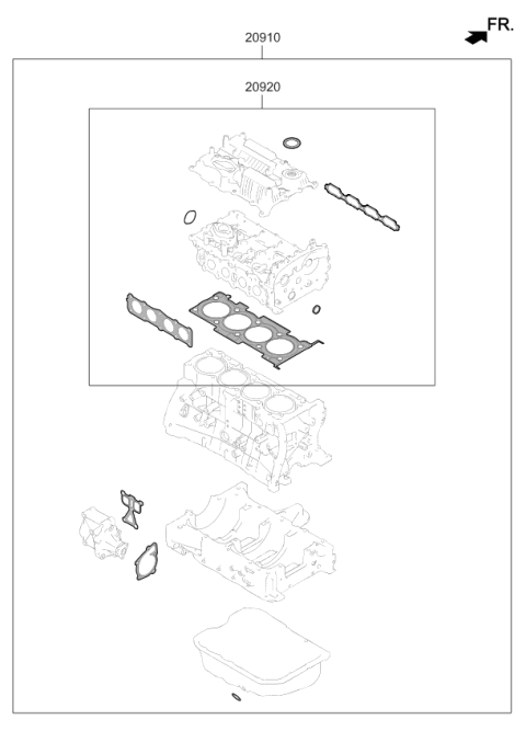2019 Kia Sorento Engine Gasket Kit Diagram 1
