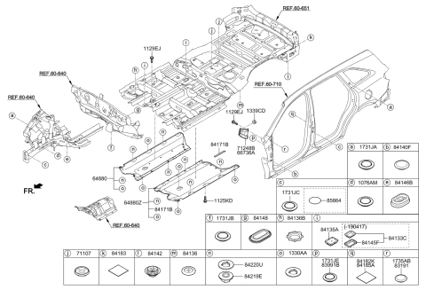2019 Kia Sorento Under Cover Assembly,RH Diagram for 84227C6500