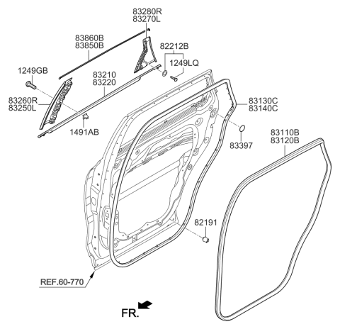 2020 Kia Sorento Rear Door Moulding Diagram