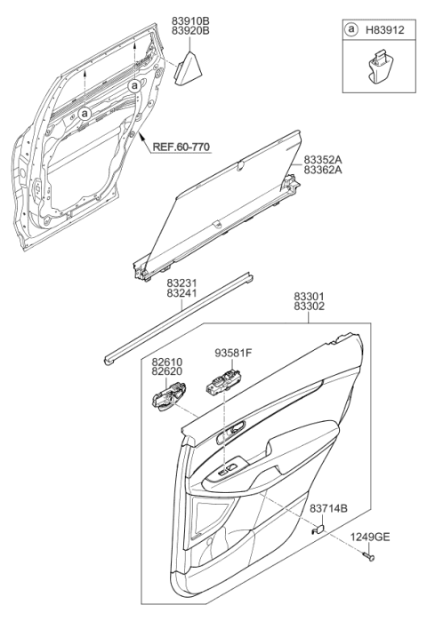 2019 Kia Sorento Panel Complete-Rear Door Diagram for 83302C6DE0C8B